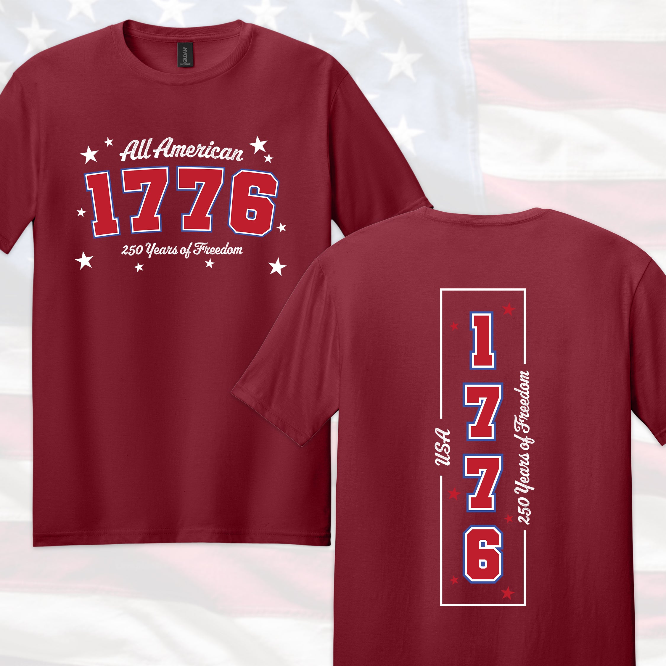 All American 1776 Tee — 250 Years of Freedom Patriotic T-Shirt