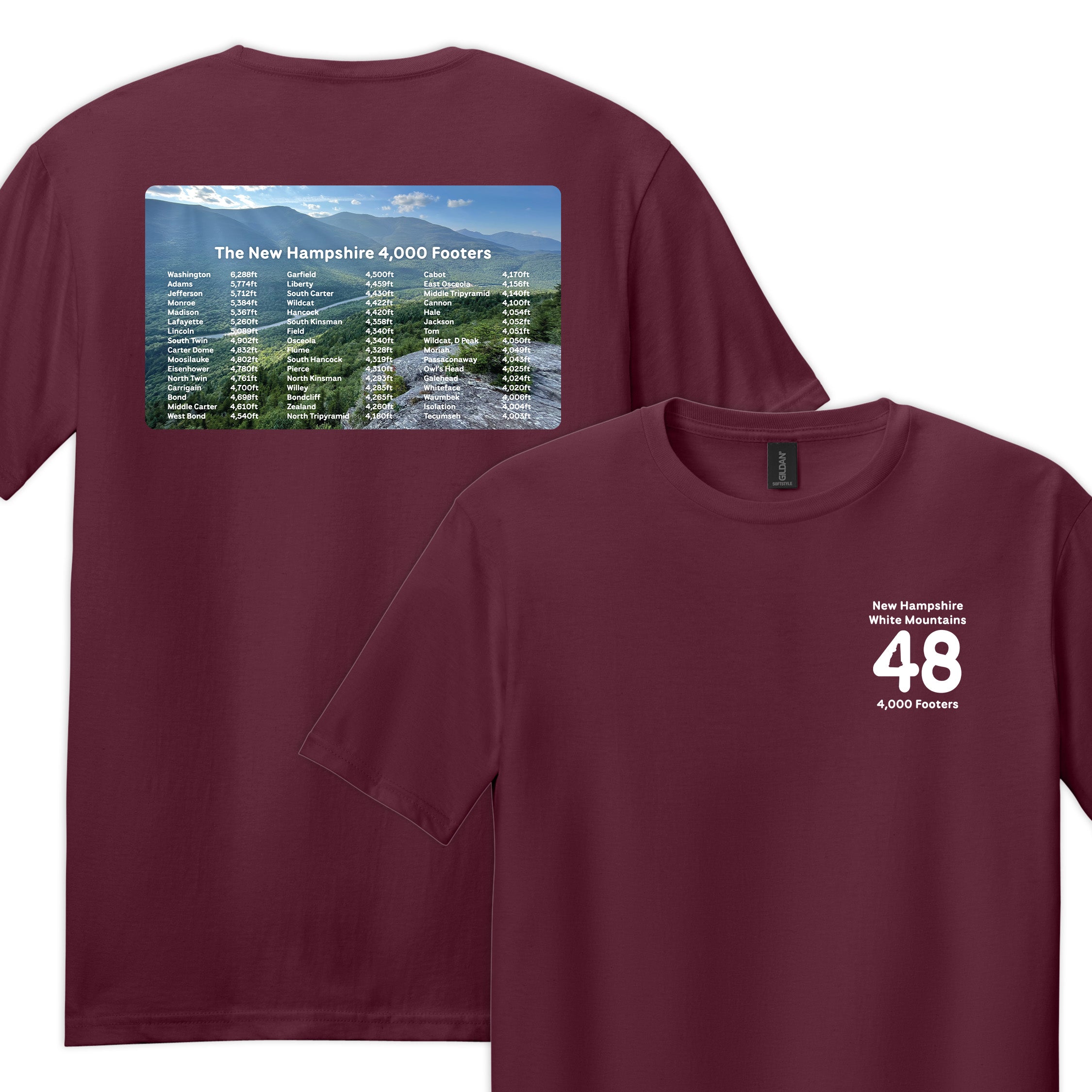 トップス THEREDTHREAD knot hem logo tops NH 48 Four Thousand Footers Tee — Soft Hiking Graphic T-Shirt