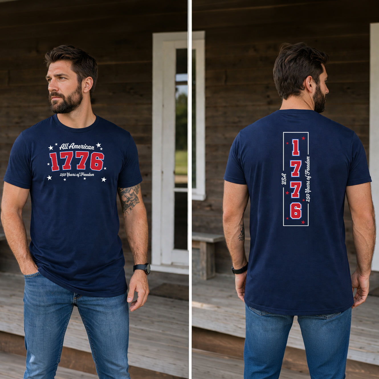 All American 1776 Tee — 250 Years of Freedom Patriotic T-Shirt