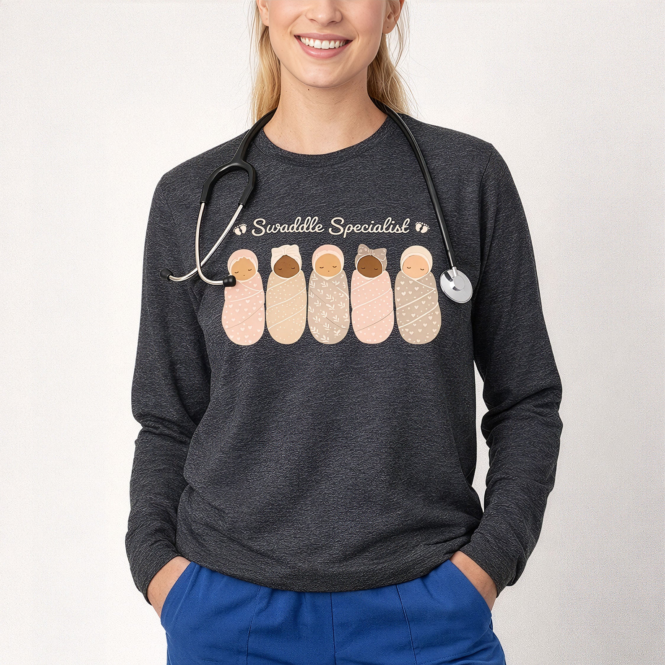 Swaddle Specialist Long Sleeve Shirt — Soft Mother Baby Nurse Tee