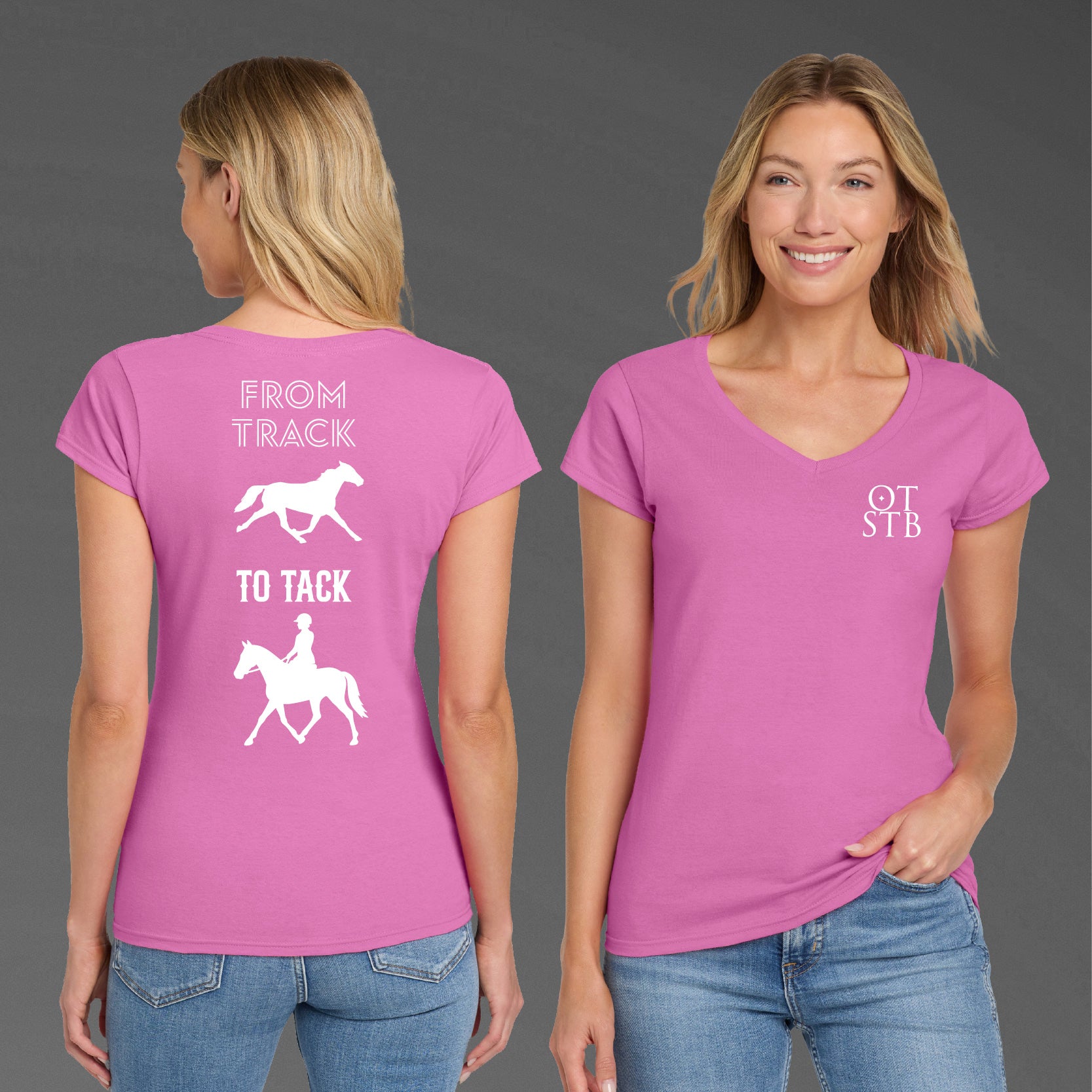 TrôtLine “From Track to Tack” Women’s V-Neck T-Shirt — Gildan Softstyle®