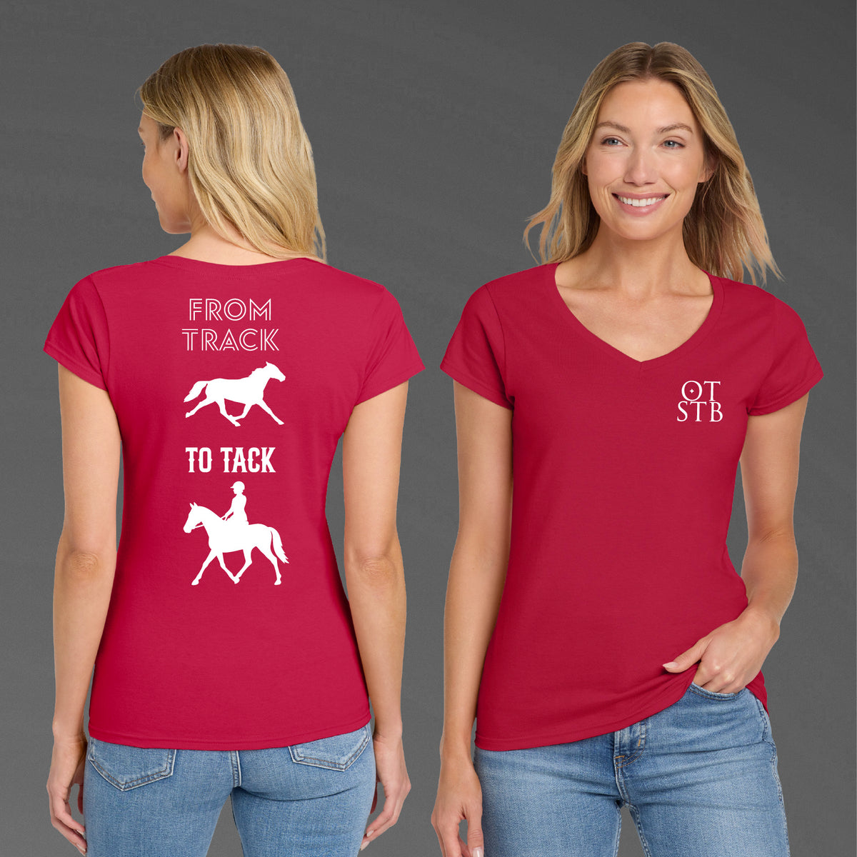 TrôtLine “From Track to Tack” Women’s V-Neck T-Shirt — Gildan Softstyle®