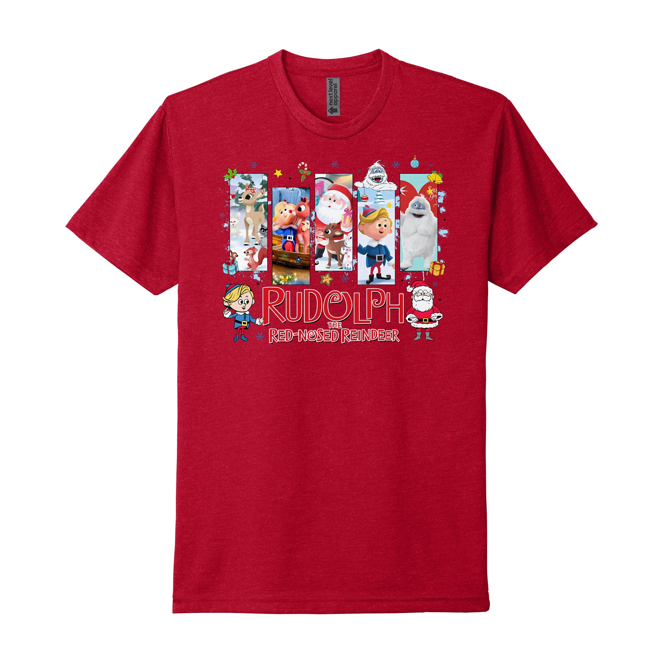 Rudolph Christmas Blocks Tee — Soft CVC Holiday T-Shirt