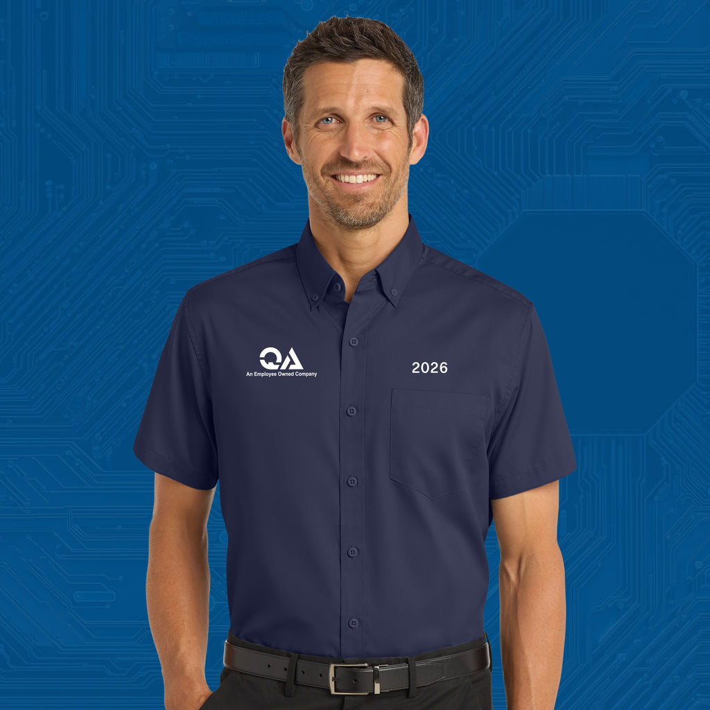 QA Professional Work Shirt — Short Sleeve Button-Up