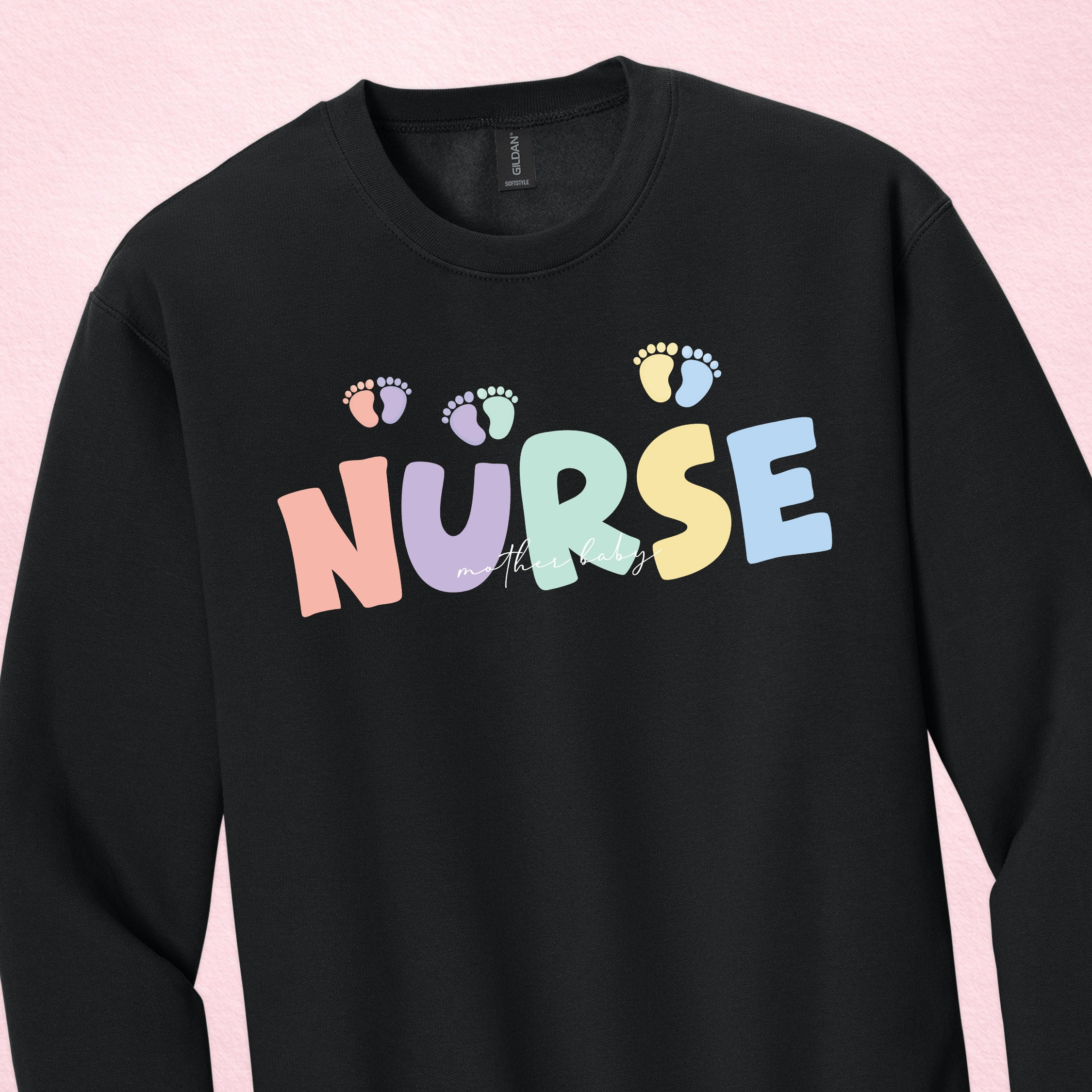 Mother Baby Nurse Crewneck — Pastel Nurse Sweatshirt
