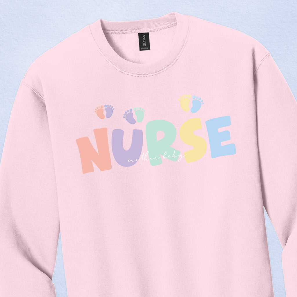 Mother Baby Nurse Crewneck — Pastel Nurse Sweatshirt