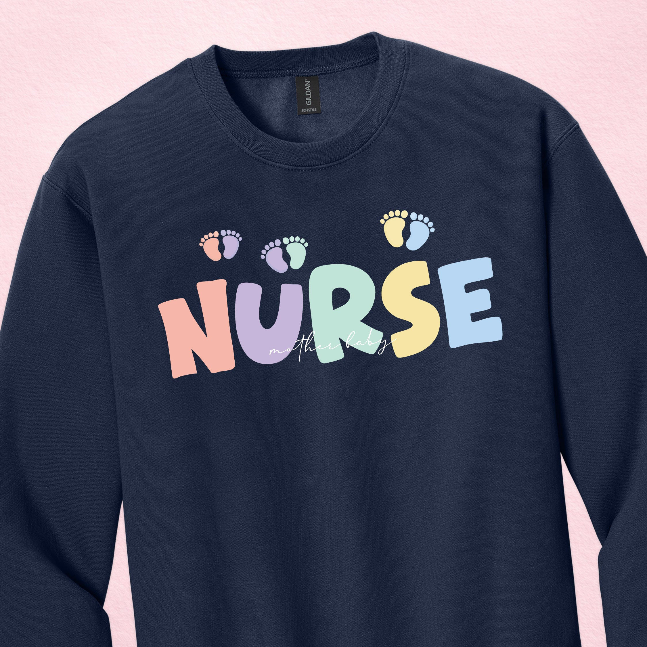 Mother Baby Nurse Crewneck — Pastel Nurse Sweatshirt