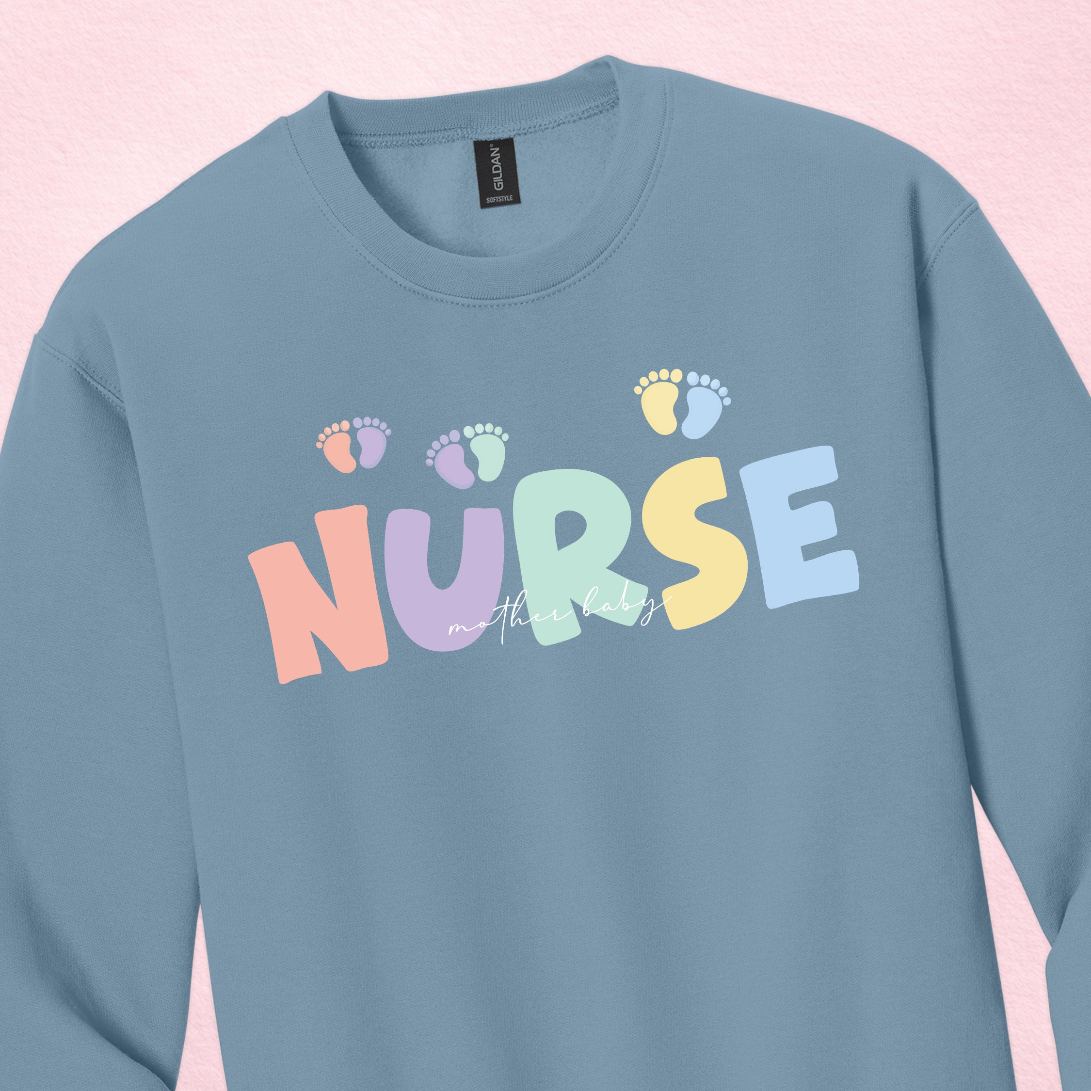Mother Baby Nurse Crewneck — Pastel Nurse Sweatshirt