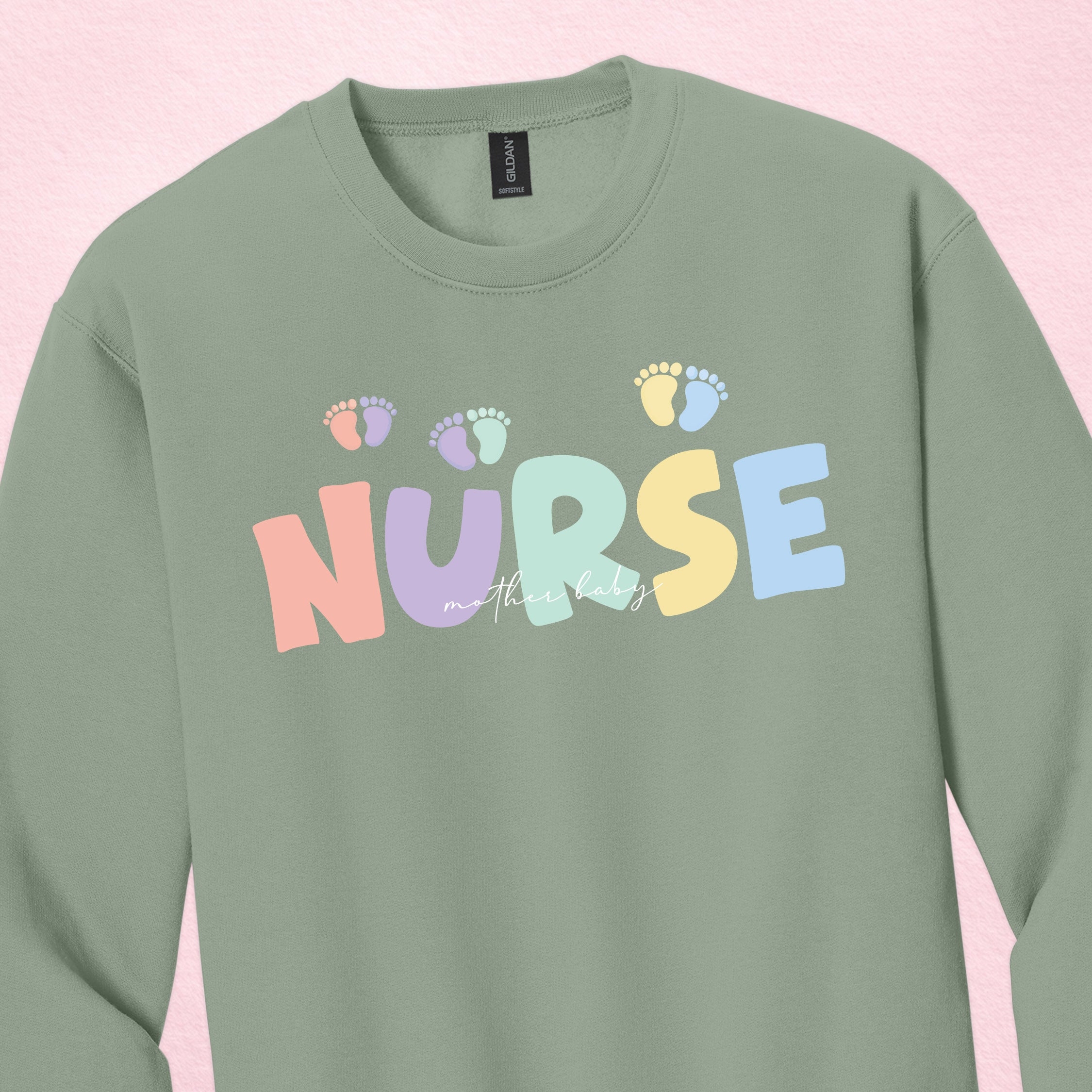 Mother Baby Nurse Crewneck — Pastel Nurse Sweatshirt
