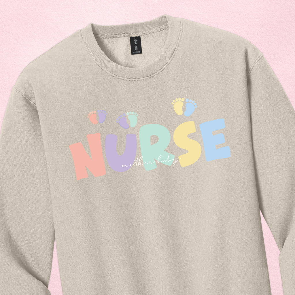 Mother Baby Nurse Crewneck — Pastel Nurse Sweatshirt
